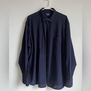 XXXL 3XL UNTUCKit Men’s Soft Cotton Navy button-up with red stitching Excellent